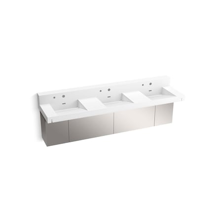 Kohler 90In Wall-Mount Basin Lavatory System With Backsplash In Glacier White 81026-BSS-KCG